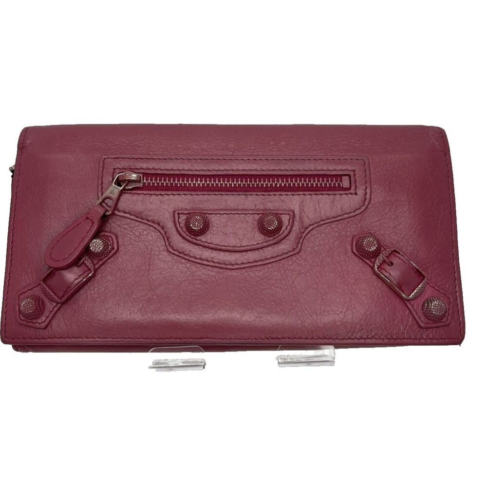 Balenciaga Giant Continental Wallet Pink Leather Long Bifold Designer Wallet /28